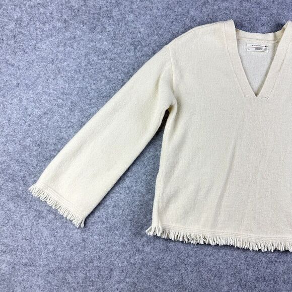 Anthropologie Joy Fringe Sweater Womens Medium Cozy Casual Pullover V-Neck Boho - Picture 3 of 15